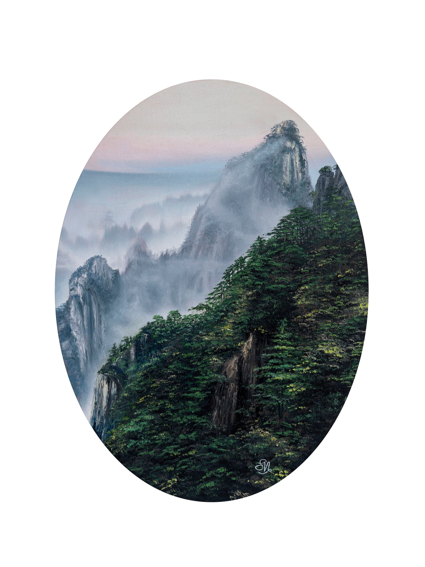 "Morning Glaze" -Misty Mountain Canvas Art Print