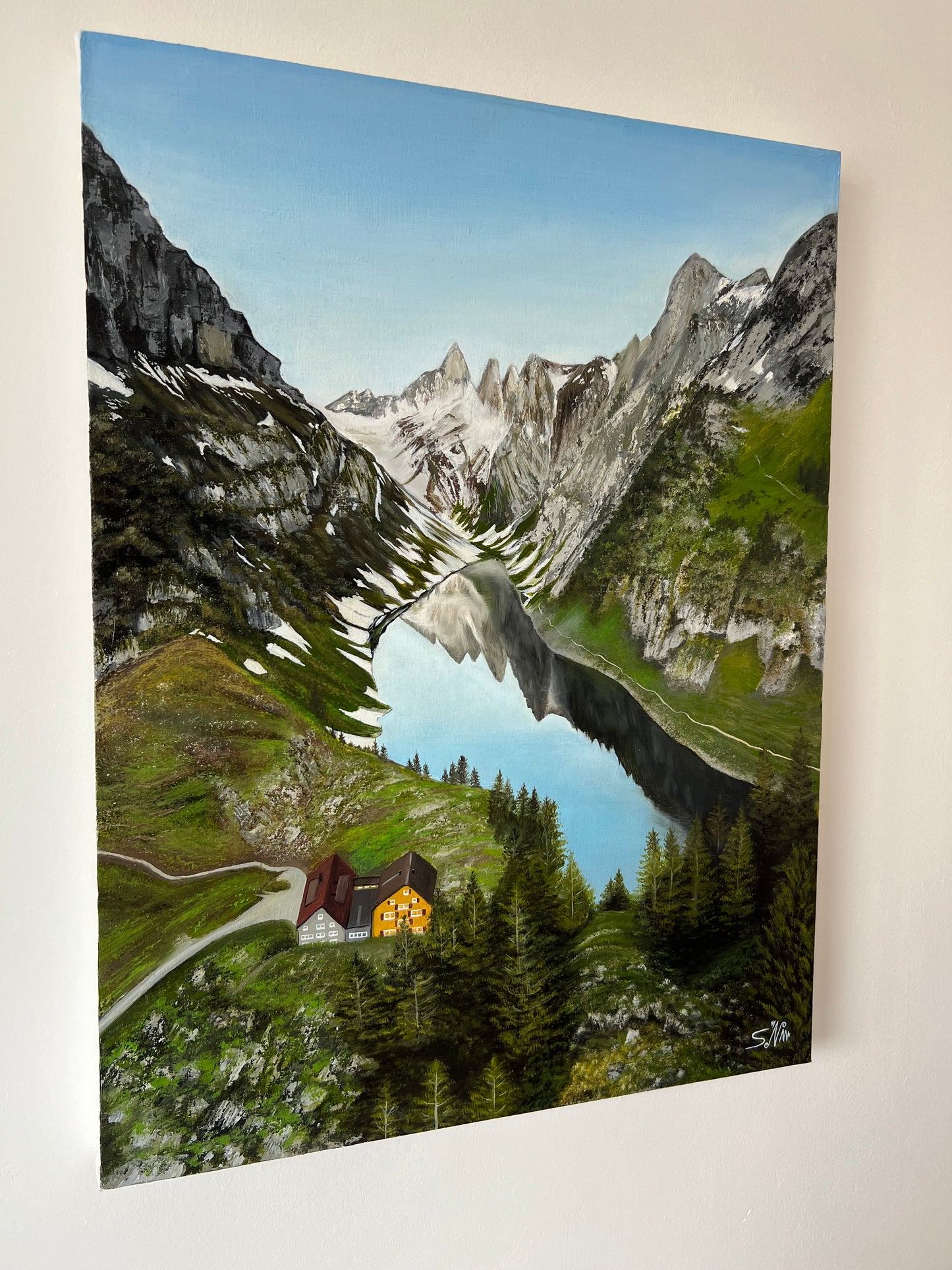 "Swiss Alps" 18 x 24"- Mountainous Landscape Painting