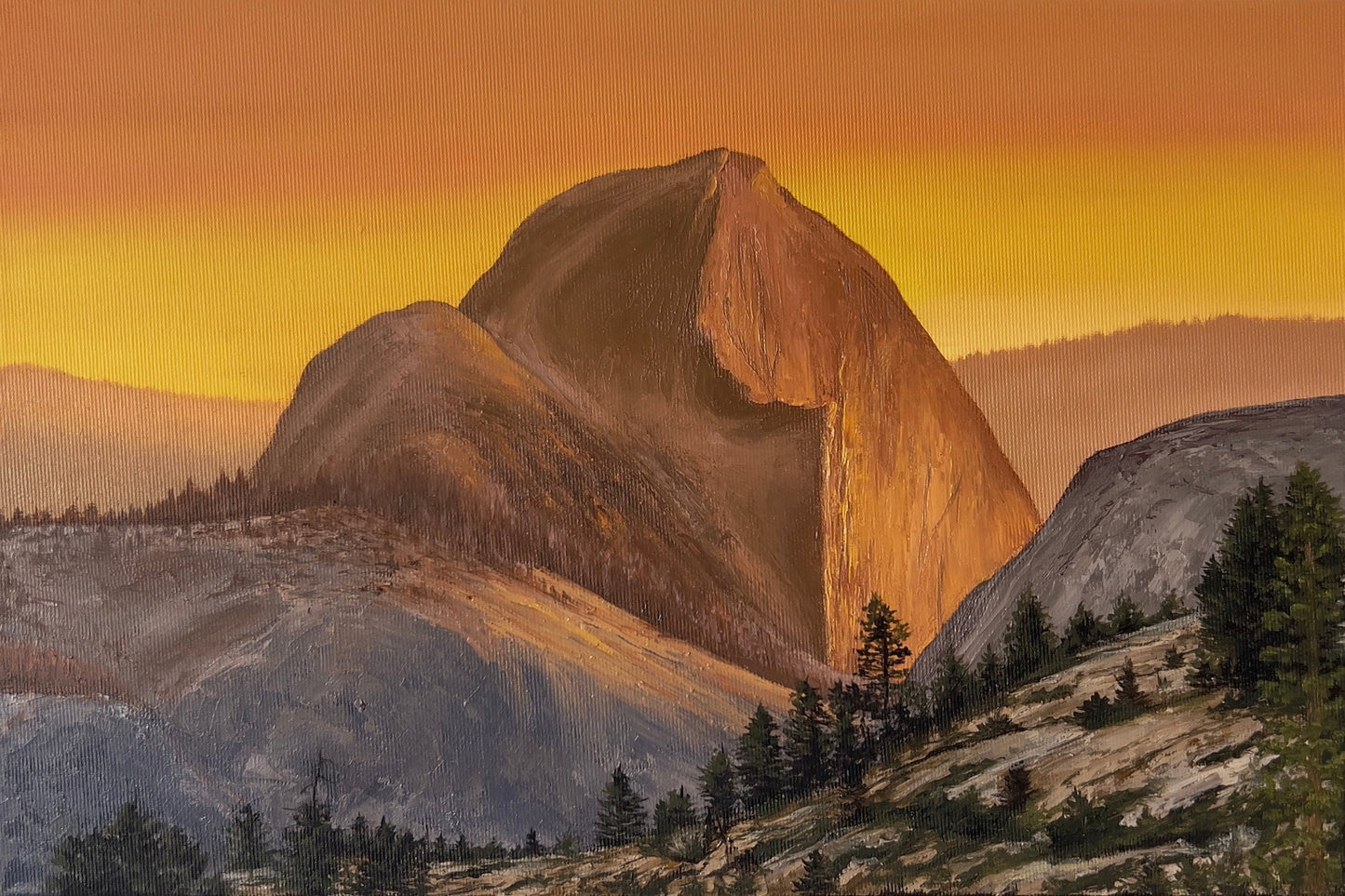 "Yosemite National Park" 12 x 16"- Glacier Point Oil Painting, National Park- California