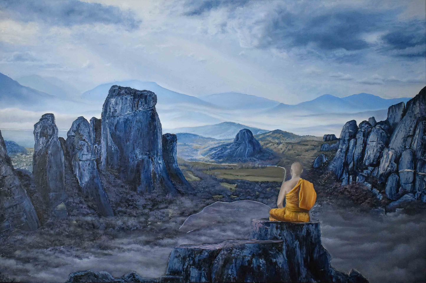 "Moments in Time " 24 x 36"- Meteora Landscape painting