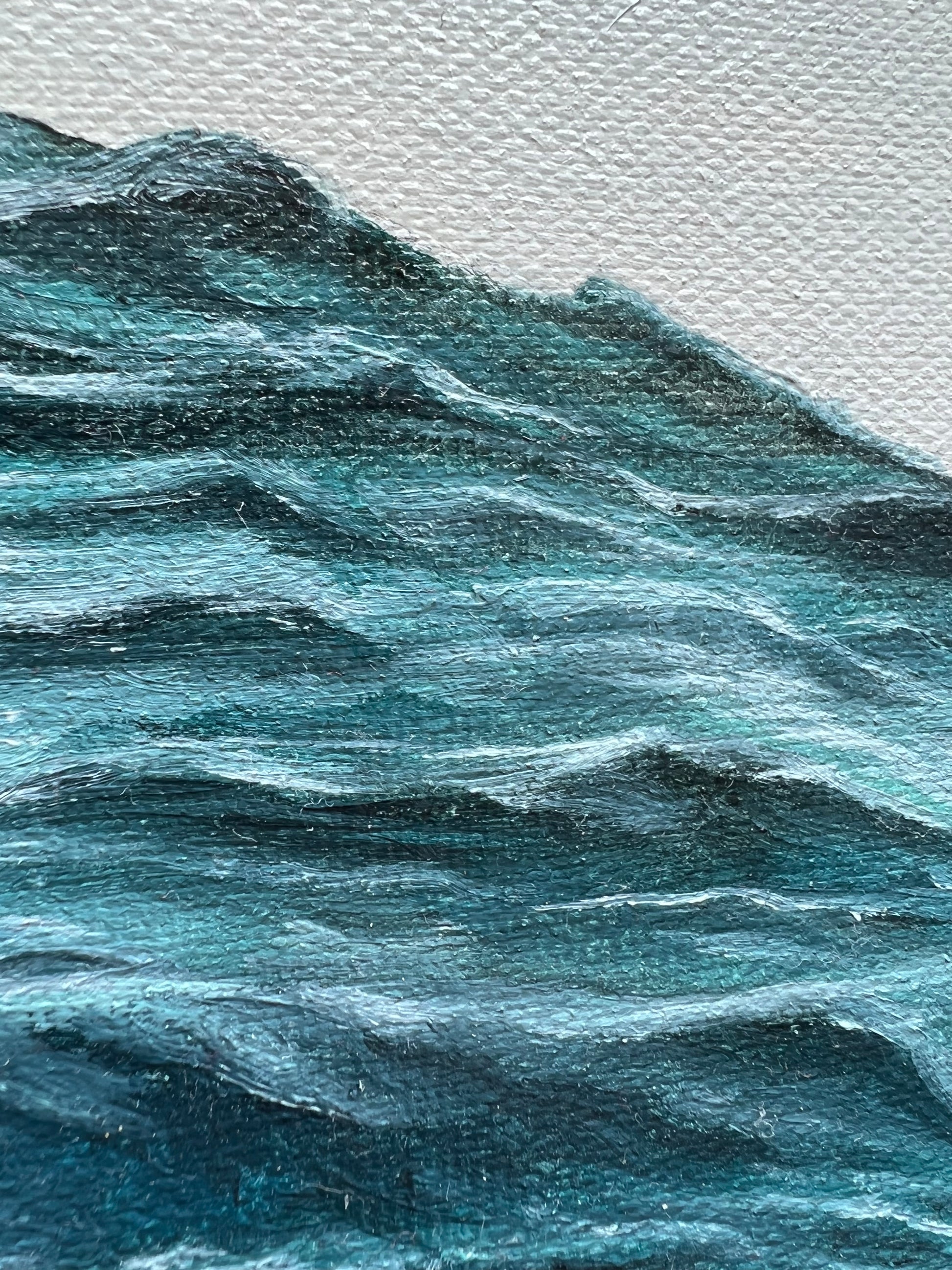 "Into the teal Ocean" 8 x 10"- Ocean Painting