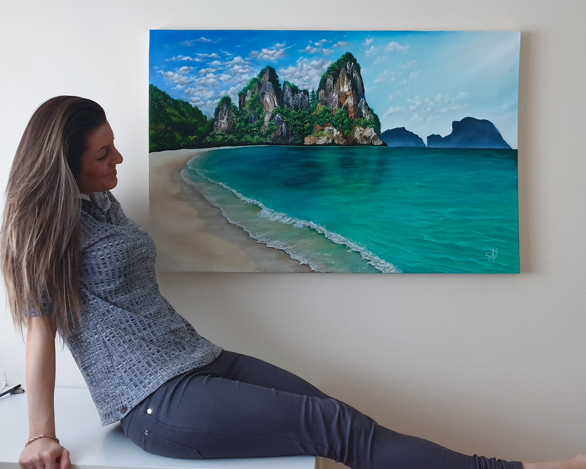 "Thailand Seascape"24 x 36"- Railay Beach Painting