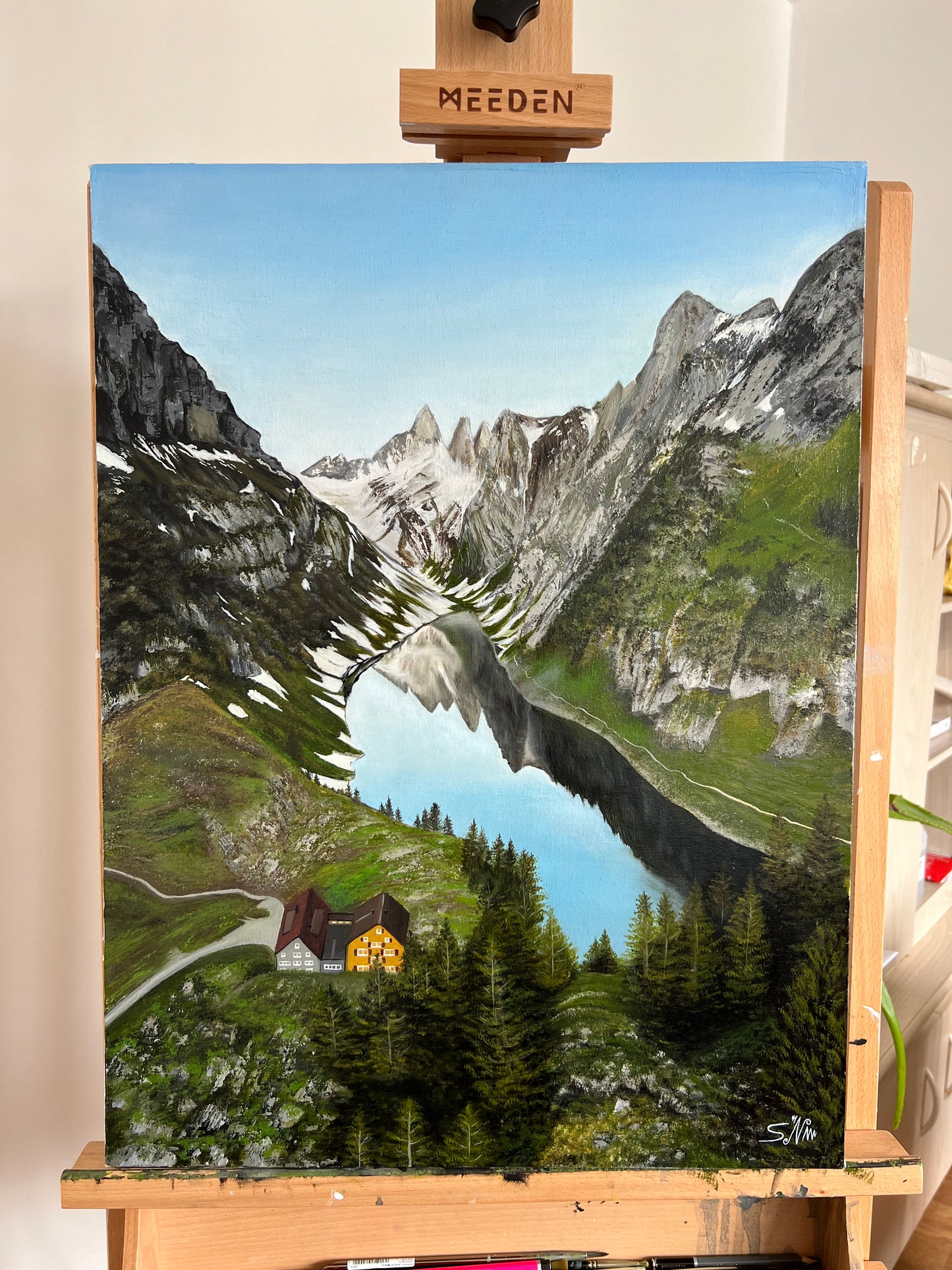 "Swiss Alps" 18 x 24"- Mountainous Landscape Painting