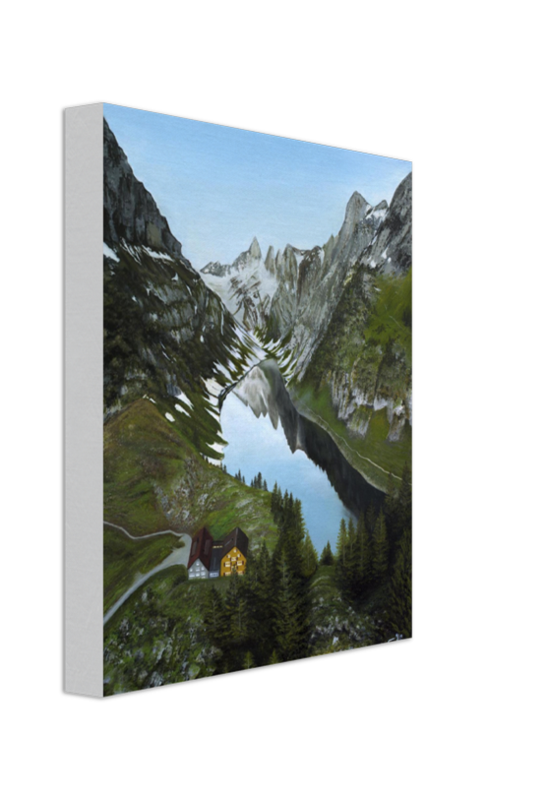 "Swiss Alps"- Mountainous Landscape Painting Canvas Art Print