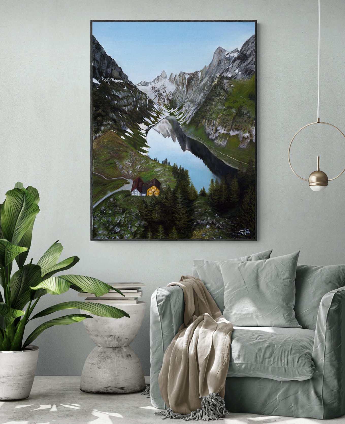 "Swiss Alps"- Mountainous Landscape Painting Fine Art Print