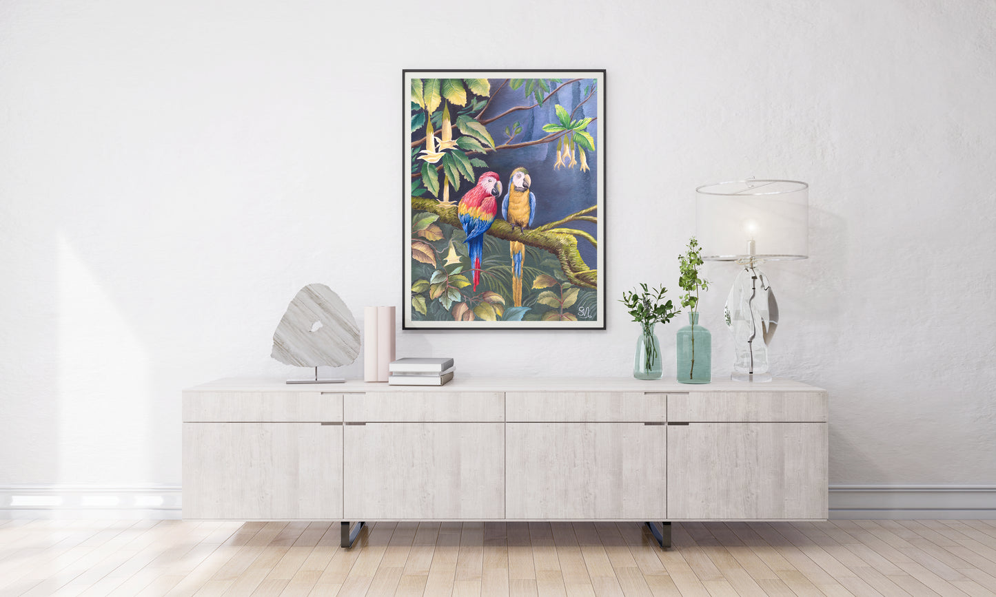 "Tropical Parrots" - Wildlife Painting Fine Art Print